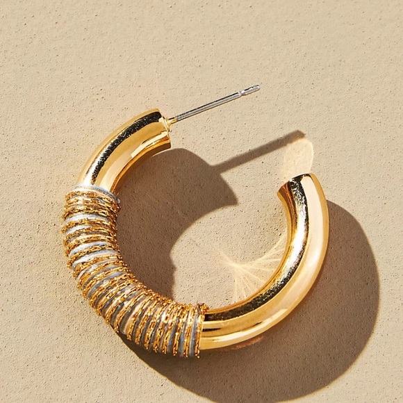 NEW! Anthropologie Western Metallic Earrings in Slate - Picture 2 of 3